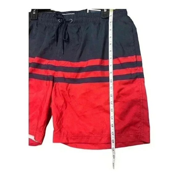 Club Room Mens Colorblock Red/Blue Striped Swim Trunks - Picture 7 of 8